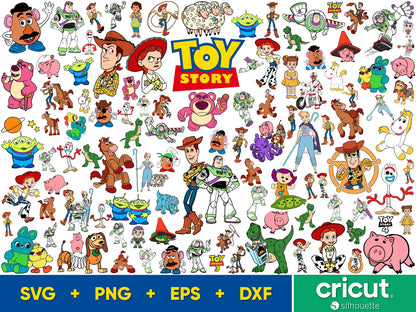Toy Story SVG Bundle, Font Alphabet SVG, Woody Svg Files for Cricut, Toy Story Clipart Png, Buzz Lightyear Svg, Silhouette Cut Files