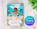 Baby Moana Birthday Invitation, Editable Digital Hawaiian Moana Birthday Invite, Kids Theme Party Invitation, Digital Baby Moana Template