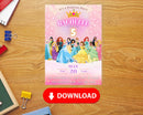Princess Birthday Invitation, Princess Invitation, Princess Party Invitation, Girl Princesses Theme Invite Digital Editable Instant download