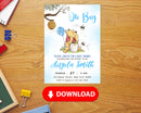 Editable Winnie the Pooh Baby Shower Invitation, Digital Invitation Oh Boy, Blue Winnie The Pooh Invitation, Pooh Printable Template
