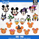Mickey Halloween Clipart Bundle, Mickey Head Pumpkin Svg, Halloween Trip Png, Mouse Halloween Svg for Cricut & Silhouette,