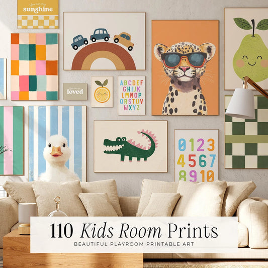 110 Kids Room Prints | Wall Art Set | Nursery Wall Art | Playroom Decor | Kids Room Art | Quirky Art | Eclectic Wall Art | DIGITAL DOWNLOAD