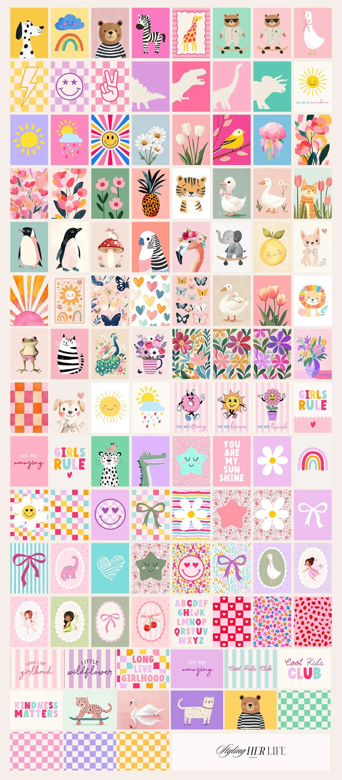 110 Girls Room Prints | Wall Art Set | Nursery Wall Art | Playroom Decor | Kids Room Art | Quirky Art | Eclectic Wall Art | DIGITAL DOWNLOAD