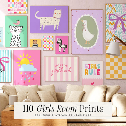 110 Girls Room Prints | Wall Art Set | Nursery Wall Art | Playroom Decor | Kids Room Art | Quirky Art | Eclectic Wall Art | DIGITAL DOWNLOAD