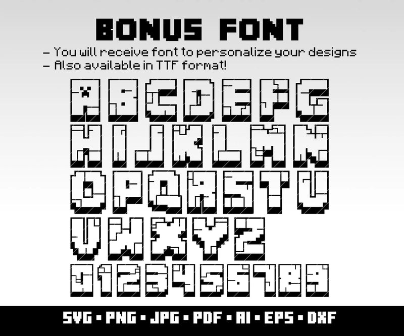 100 Minecraft Svg Bundle Characters Minecraft Birthday Svg Gaming Clipart Minecraft Cricut Png Minecraft Personalized Font Bundle Digital