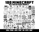 100 Minecraft Svg Bundle Characters Minecraft Birthday Svg Gaming Clipart Minecraft Cricut Png Minecraft Personalized Font Bundle Digital