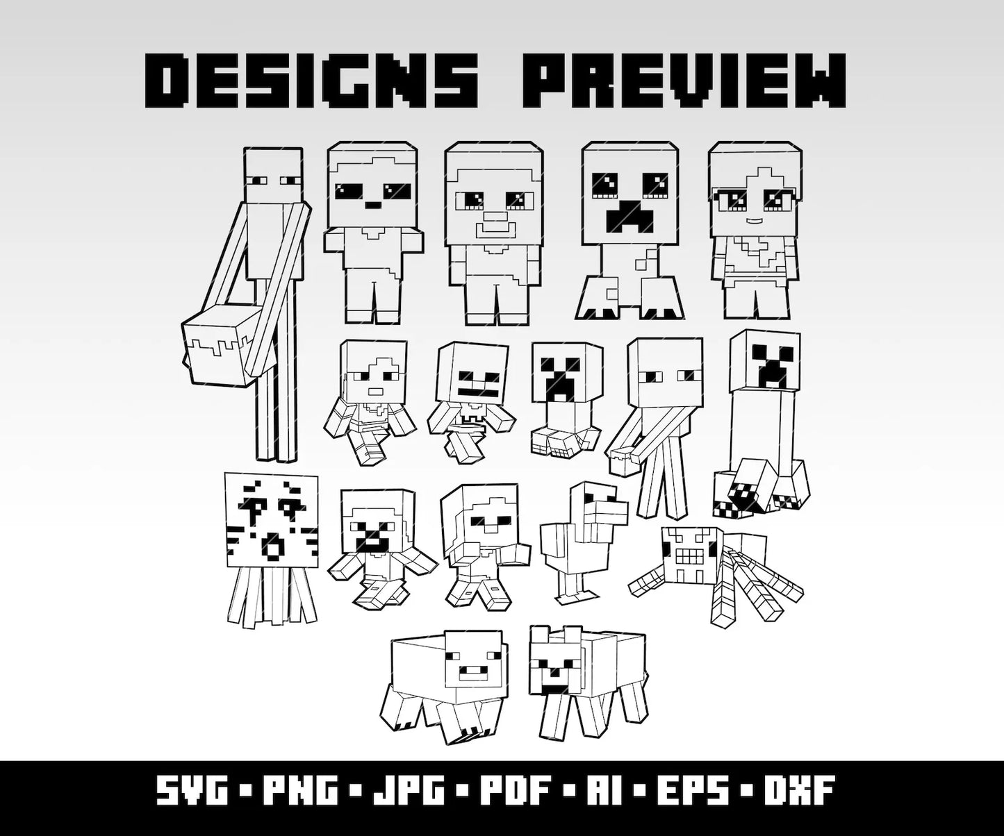 Minecraft SVG Bundle, Minecraft Clipart for Cricut & Silhouette, Minecraft PNG SVG Cut Files - Digital Bundle