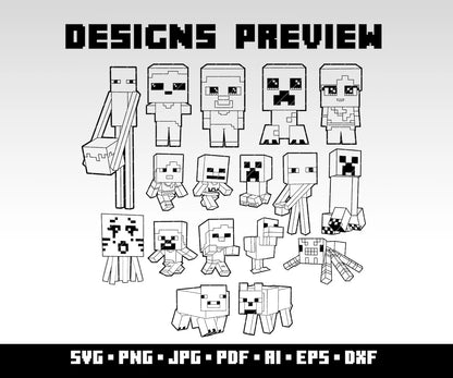 Minecraft SVG Bundle, Minecraft Clipart for Cricut & Silhouette, Minecraft PNG SVG Cut Files - Digital Bundle
