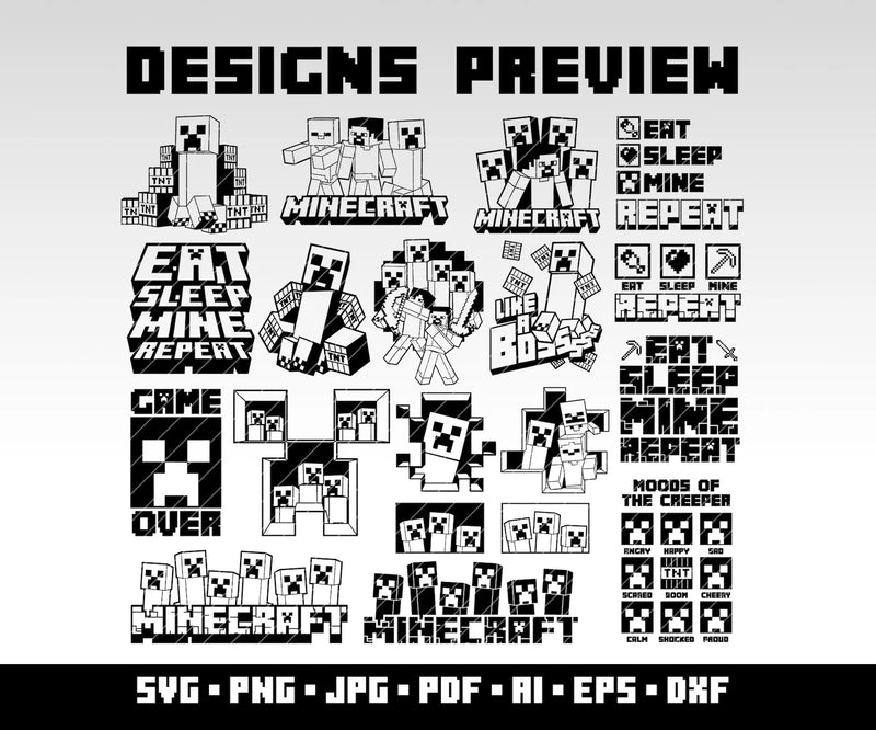 100 Minecraft Svg Bundle Characters Minecraft Birthday Svg Gaming Clipart Minecraft Cricut Png Minecraft Personalized Font Bundle Digital
