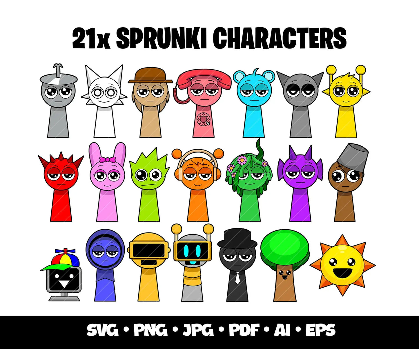Incredibox Sprunki SVG Bundle, Sprunki Gaming Clipart Layered Svg, Gamer Birthday Svg, Incredibox Sprunki Png Svg Characters