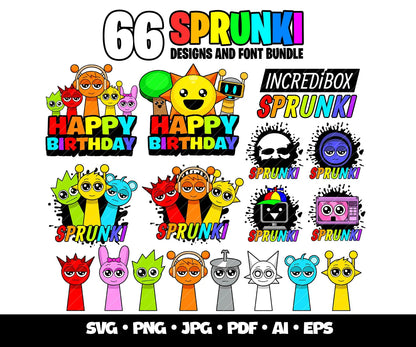 Incredibox Sprunki SVG Bundle, Sprunki Gaming Clipart Layered Svg, Gamer Birthday Svg, Incredibox Sprunki Png Svg Characters
