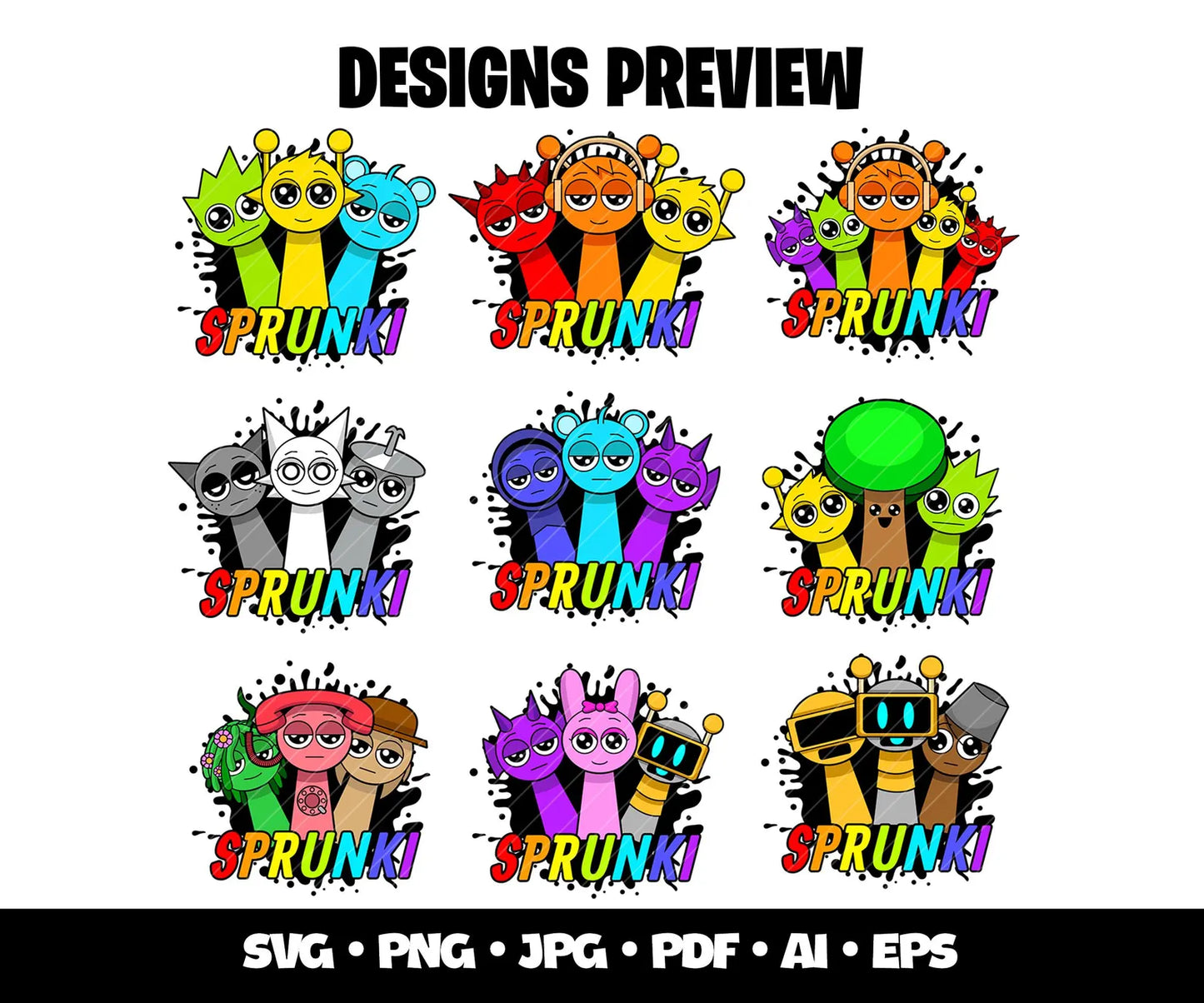 Incredibox Sprunki SVG Bundle, Sprunki Gaming Clipart Layered Svg, Gamer Birthday Svg, Incredibox Sprunki Png Svg Characters