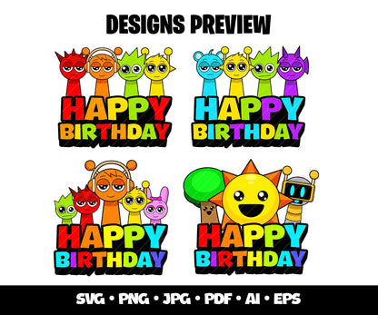 Incredibox Sprunki SVG Bundle, Sprunki Gaming Clipart Layered Svg, Gamer Birthday Svg, Incredibox Sprunki Png Svg Characters