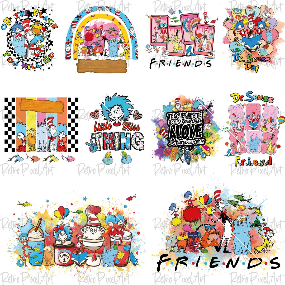 Dr Seuss Png Bundle, Read Across America Png, Cat In The Hat Png Designs, Thing 1 Thing 2 Clipart