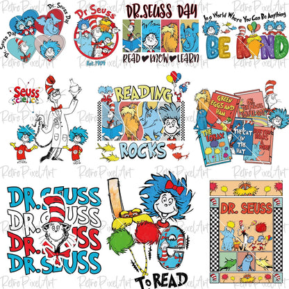 Dr Seuss Png Bundle, Read Across America Png, Cat In The Hat Png Designs, Thing 1 Thing 2 Clipart