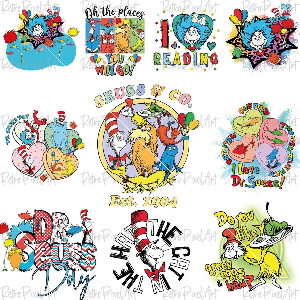 Dr Seuss Png Bundle, Read Across America Png, Cat In The Hat Png Designs, Thing 1 Thing 2 Clipart