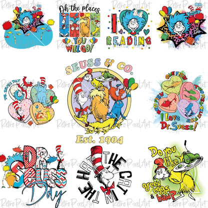 Dr Seuss Png Bundle, Read Across America Png, Cat In The Hat Png Designs, Thing 1 Thing 2 Clipart