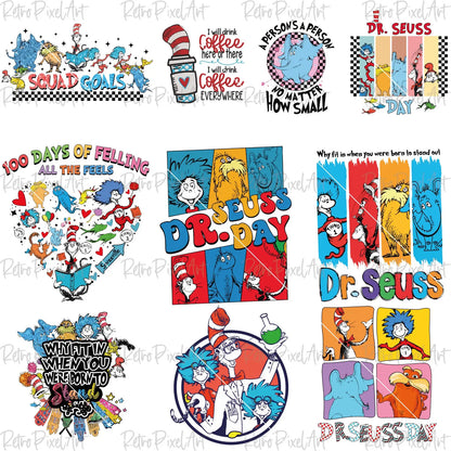 Dr Seuss Png Bundle, Read Across America Png, Cat In The Hat Png Designs, Thing 1 Thing 2 Clipart