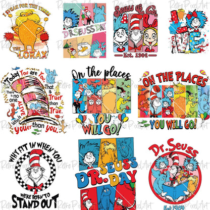 Dr Seuss Png Bundle, Read Across America Png, Cat In The Hat Png Designs, Thing 1 Thing 2 Clipart