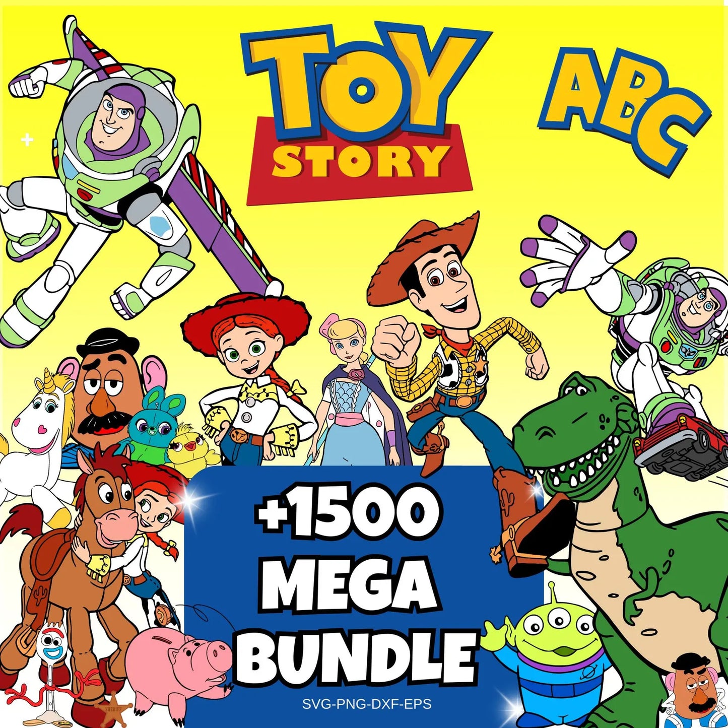Toy Story SVG Bundle, Font Alphabet SVG, Woody Svg Files for Cricut, Toy Story Clipart Png, Buzz Lightyear Svg, Silhouette Cut Files