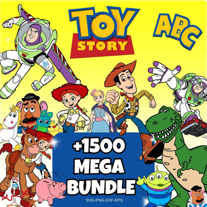 Toy Story SVG Bundle, Font Alphabet SVG, Woody Svg Files for Cricut, Toy Story Clipart Png, Buzz Lightyear Svg, Silhouette Cut Files