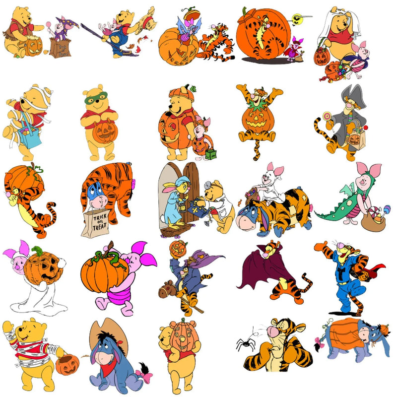 Winnie the Pooh Halloween SVG Bundle, Pooh and Friends Halloween SVG Cut Files For Cricut / Silhouette, Png Clipart Files