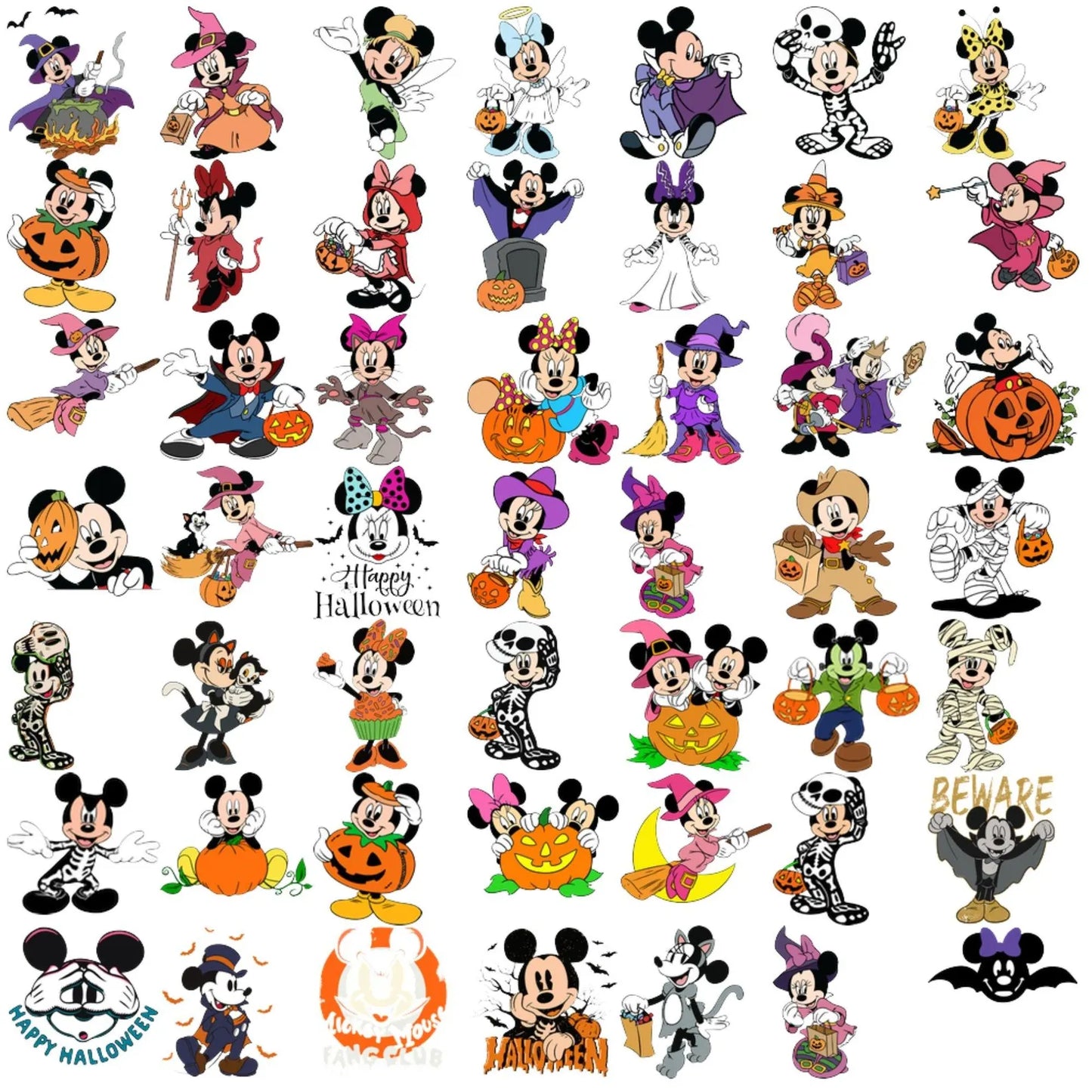 Disney Halloween Cliparts Bundle, Mickey Mouse and Friends Halloween Svg, Disney Halloween Svg Files for Cricut / Silhouette, Spooky Vibes Png