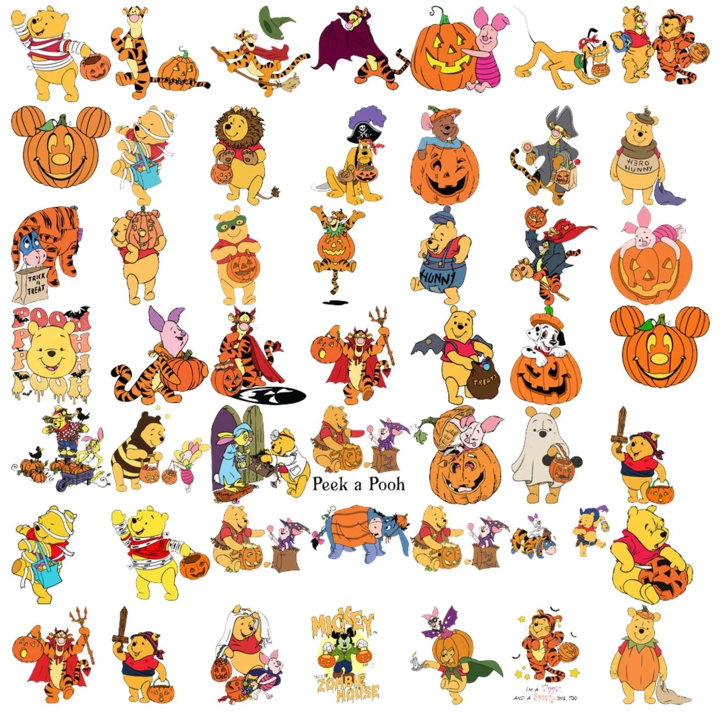 Disney Halloween Cliparts Bundle, Mickey Mouse and Friends Halloween Svg, Disney Halloween Svg Files for Cricut / Silhouette, Spooky Vibes Png
