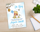 Editable Winnie the Pooh Baby Shower Invitation, Digital Invitation Oh Boy, Blue Winnie The Pooh Invitation, Pooh Printable Template
