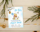 Editable Winnie the Pooh Baby Shower Invitation, Digital Invitation Oh Boy, Blue Winnie The Pooh Invitation, Pooh Printable Template