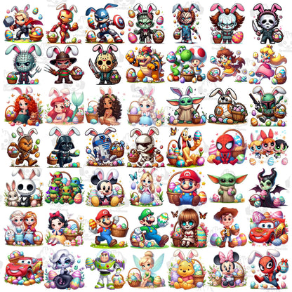 120+ Cartoon Easter Character Png Bundle, Happy Easter Day Png, Superhero Easter Eggs Png, Cartoon Princess Png, Character Easter Egg Png