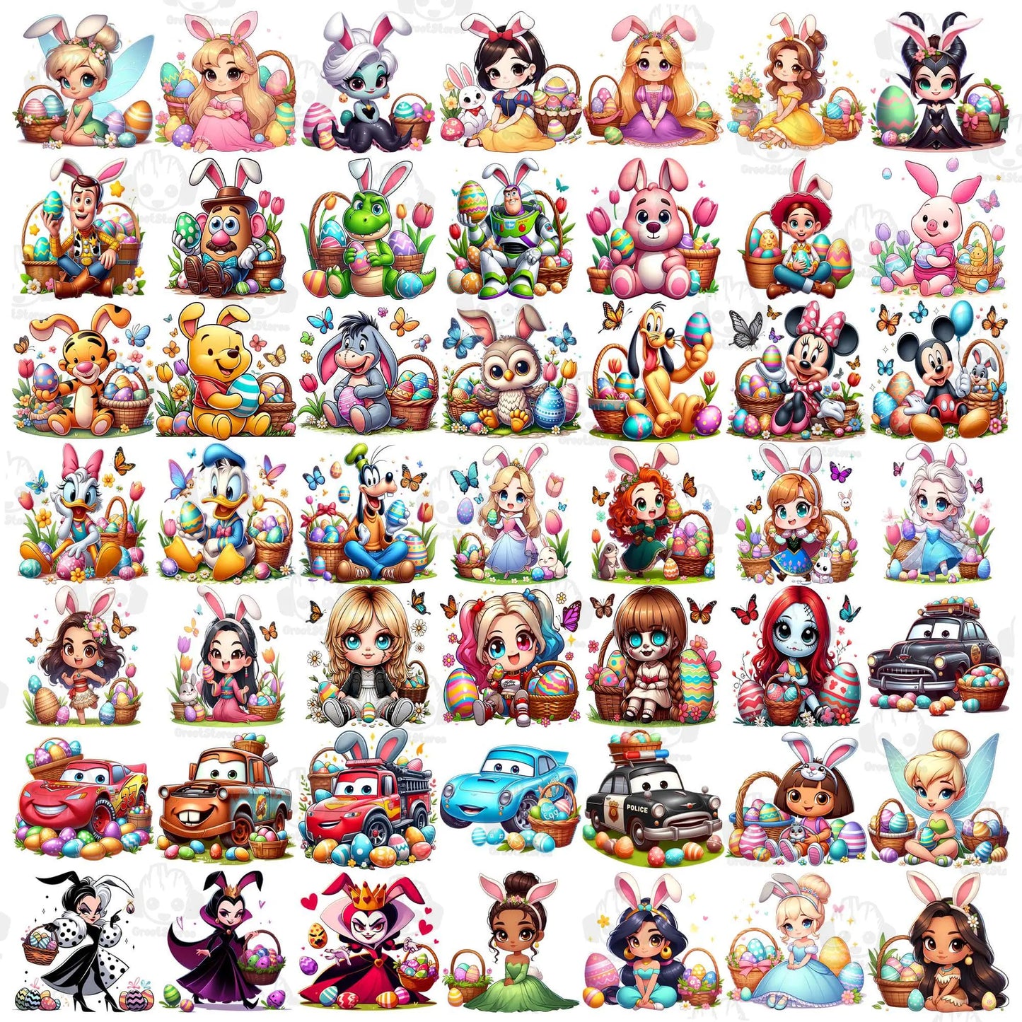 120+ Cartoon Easter Character Png Bundle, Happy Easter Day Png, Superhero Easter Eggs Png, Cartoon Princess Png, Character Easter Egg Png