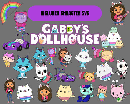 Gabbys Dollhouse Clipart Bundle Gabbys Dollhouse Svg For Cricut Gabbys Dollhouse Font Birthday Cut Files PNG Digital Bundle