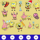 Spongebob Squarepants SVG Bundle, Spongebob Clipart Spongebob Birthday Banner SVG for Cricut, Silhouette Cut Files Digital Bundle