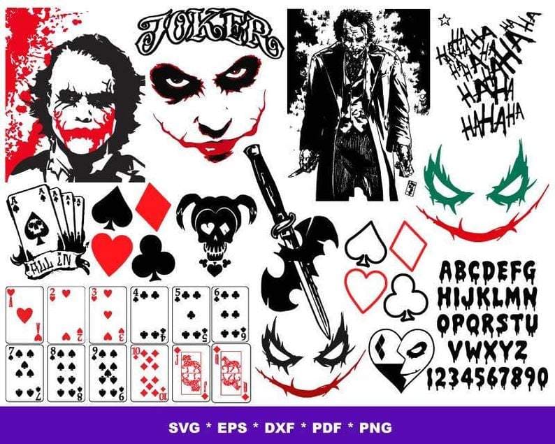 Joker Clipart Bundle, PNG & SVG Cut Files for Cricut & Silhouette