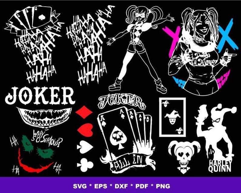 Joker Svg Bundle, Joker SVG Cut Files, Joker PNG, Joker Clipart, Silhouette Vector Cut Files