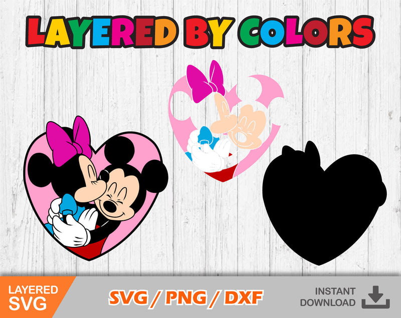 Mickey & Minnie Valentine Day Clipart, Mickey & Minnie Valentine Day Svg