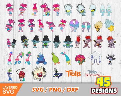 Trolls Clipart Bundle, Trolls Svg Cut Files For Cricut / Silhouette