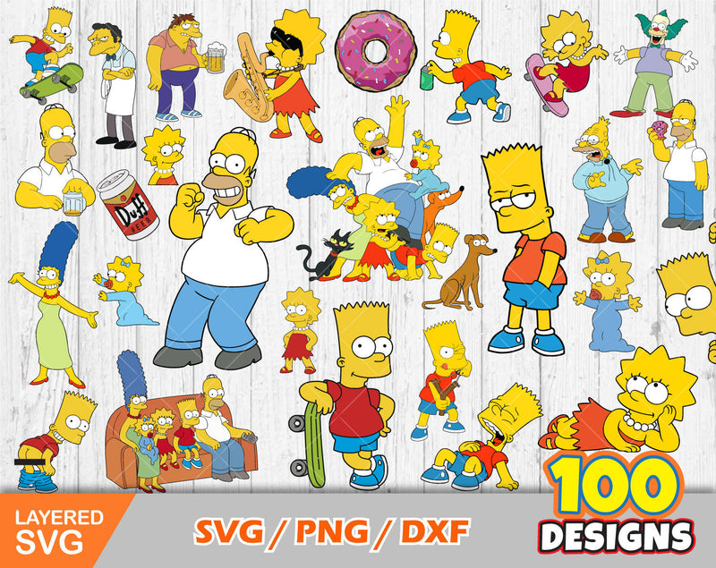 Simpsons Clip Art bundle, Simpsons svg cut files for Cricut / Silhouette, png, dxf, Simpsons png, instant download