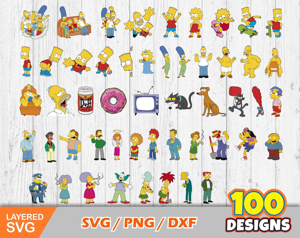 Vector Graphics Simpsons Simpsons Clip Art bundle, Simpsons svg cut files for Cricut / Silhouet