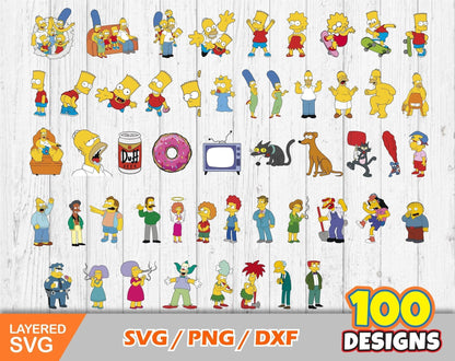 Simpsons Clip Art Bundle, Simpsons Svg Cut Files For Cricut / Silhouette