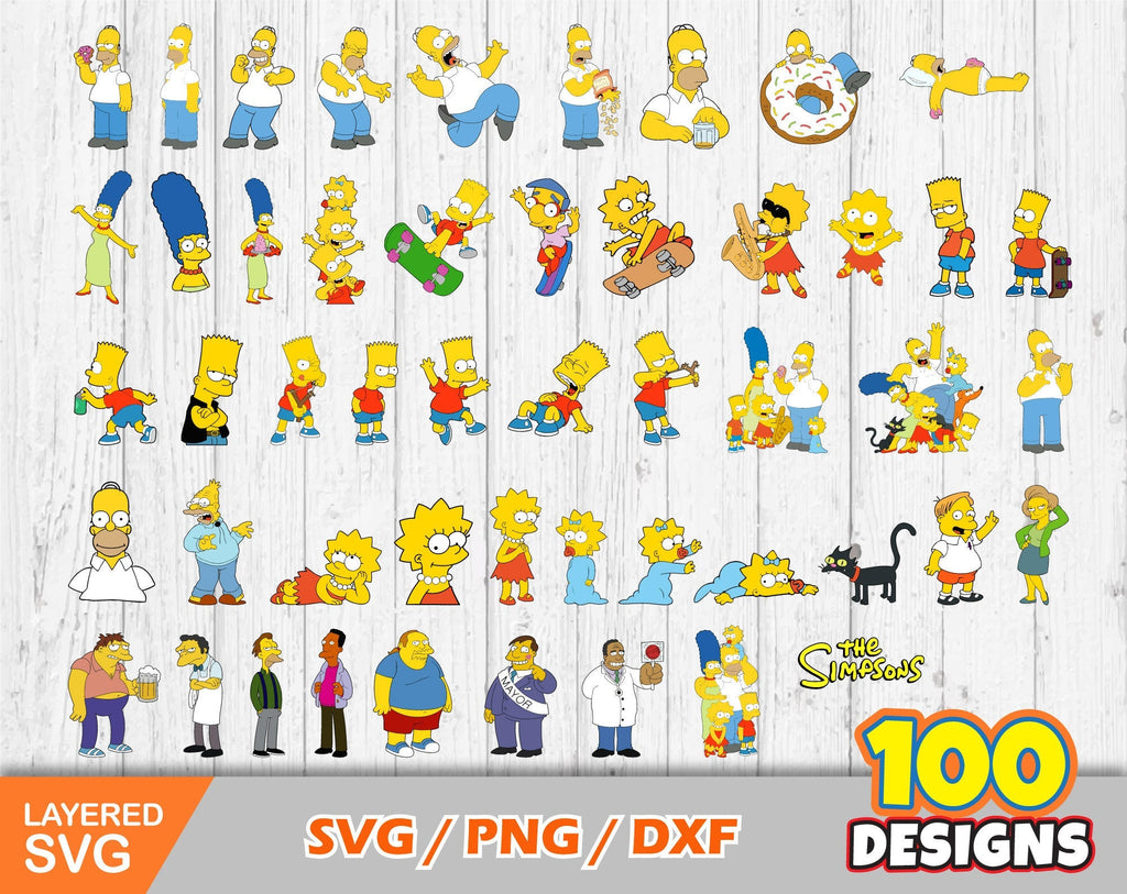 Vector Graphics Simpsons Simpsons Clip Art bundle, Simpsons svg cut files for Cricut / Silhouet