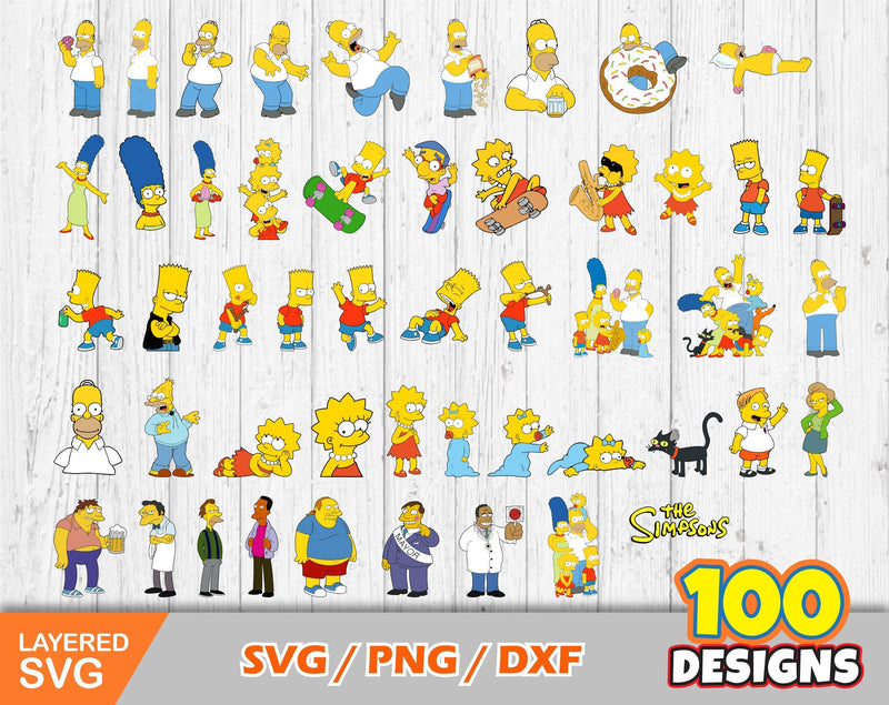 Simpsons Clip Art bundle, Simpsons svg cut files for Cricut / Silhouette, png, dxf, Simpsons png, instant download