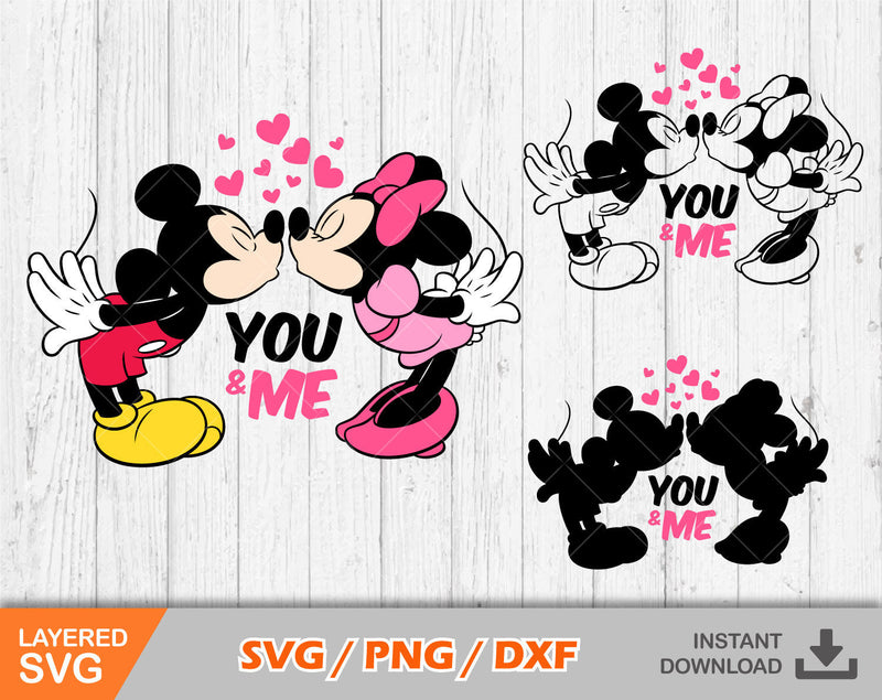 Mickey and Minnie Valentine's Day Svg, Disney Valentines Day Clipart