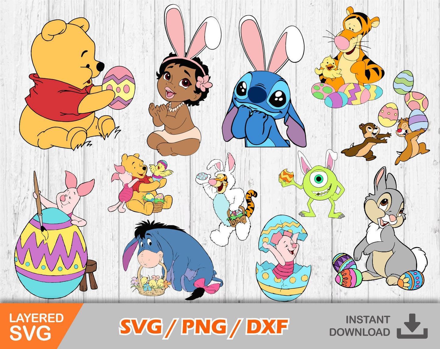 Cartoon Easter Clipart Set, Cartoon Easter Svg Files