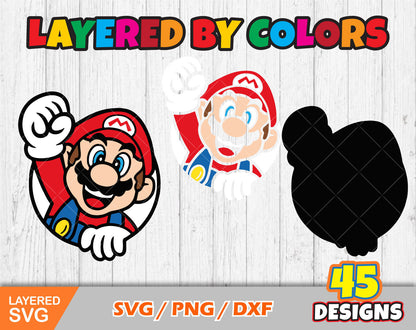 Mario Icons Clipart Bundle, Super Mario Svg Cut Files For Cricut / Silhouette