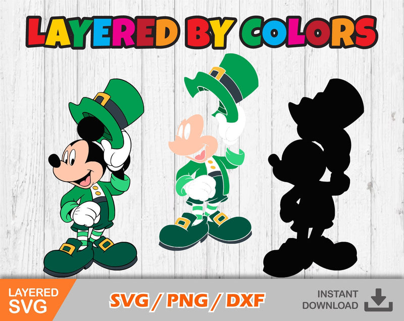 Mickey and Friends Saint Patricks Day 55 cliparts bundle, St. Patrick's Day svg cut files for Cricut / Silhouette, png, dxf