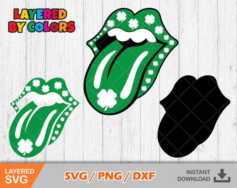 Lips and Tongue St. Patricks Day Svg, Saint Patrick's Lips Day Clipart