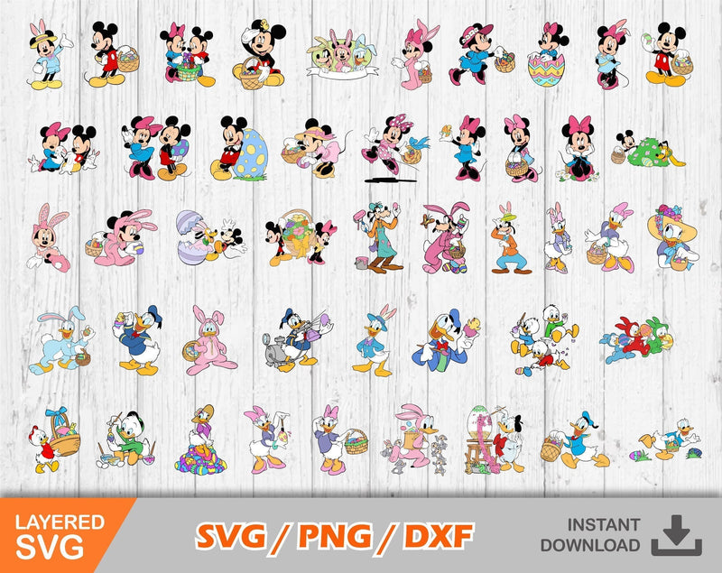 Mickey And Friends Easter Svg, Mickey And Friends Easter Clipart Set