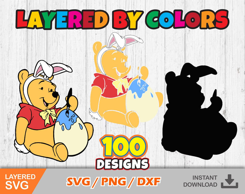 Pooh and Friends Easter clipart set, Easter svg cut files for Cricut / Silhouette, Winnie the Pooh svg, easter png, png, dxf